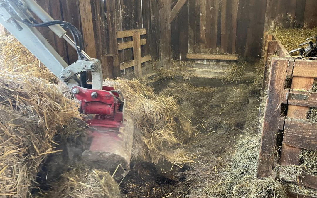 Stall ausmisten – die Mistmatte muss raus